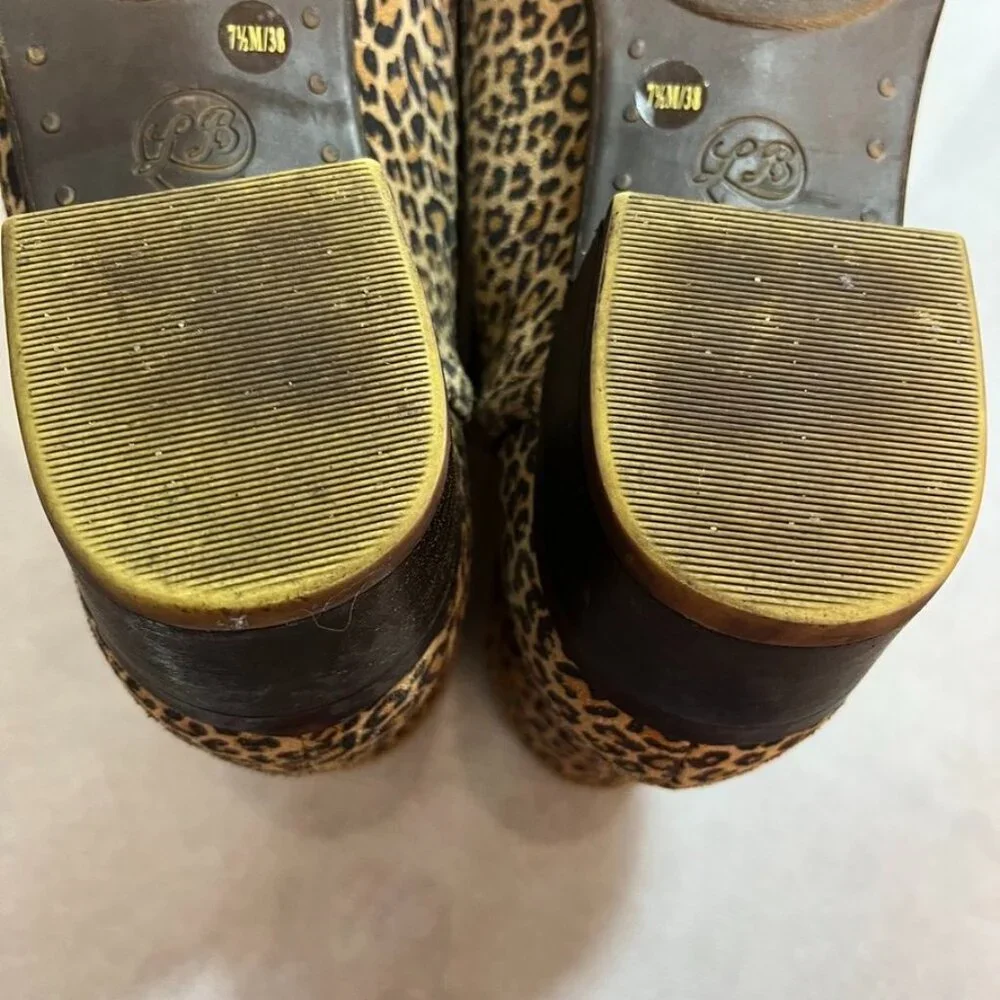 Lucky Brand Baley 2 Leopard Print Leather Ankle Booties 7.5